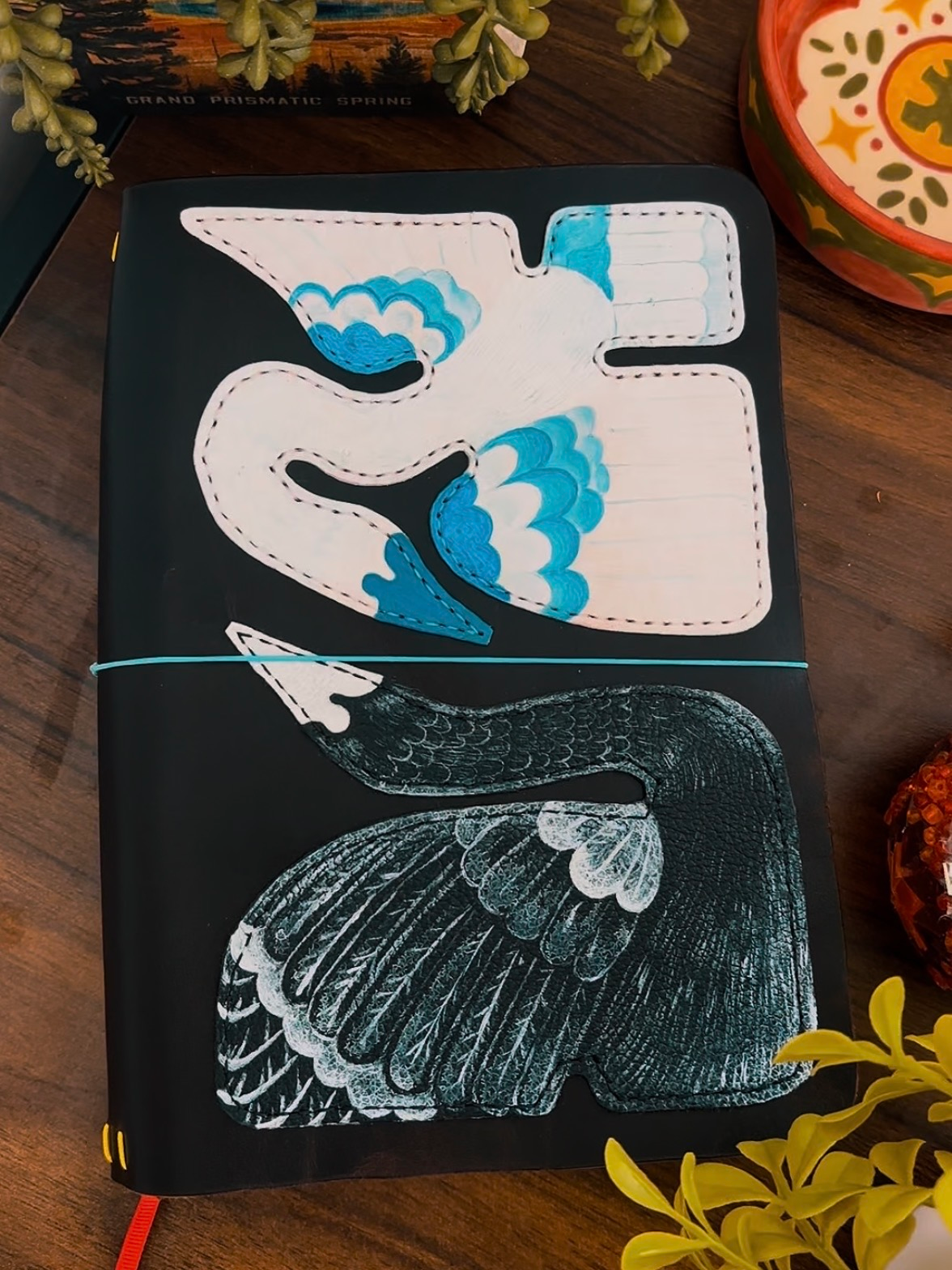 Swan Leather Book Cover